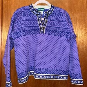 L.L. Bean Patterned 1/4 Button 100% wool sweater